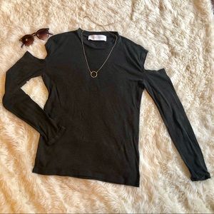 IRO Jeans LS Cold Shoulder Top- Dark Grey